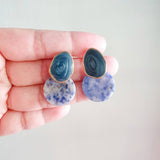 Blue Round Disk Stone Handmade Earring