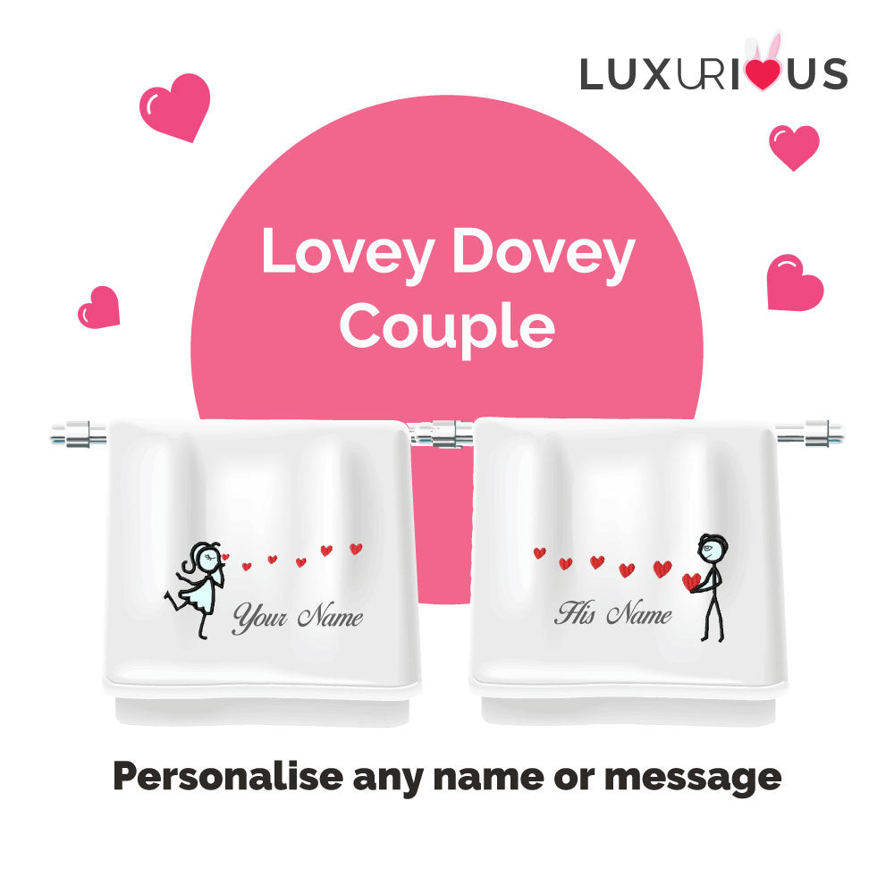 Personalised Couple Towel (Set of 2): Lovey Dovey Couple