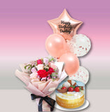 Birthday Gift Set (Bouquet, Balloons, Cake) (Klang Valley Delivery Only)