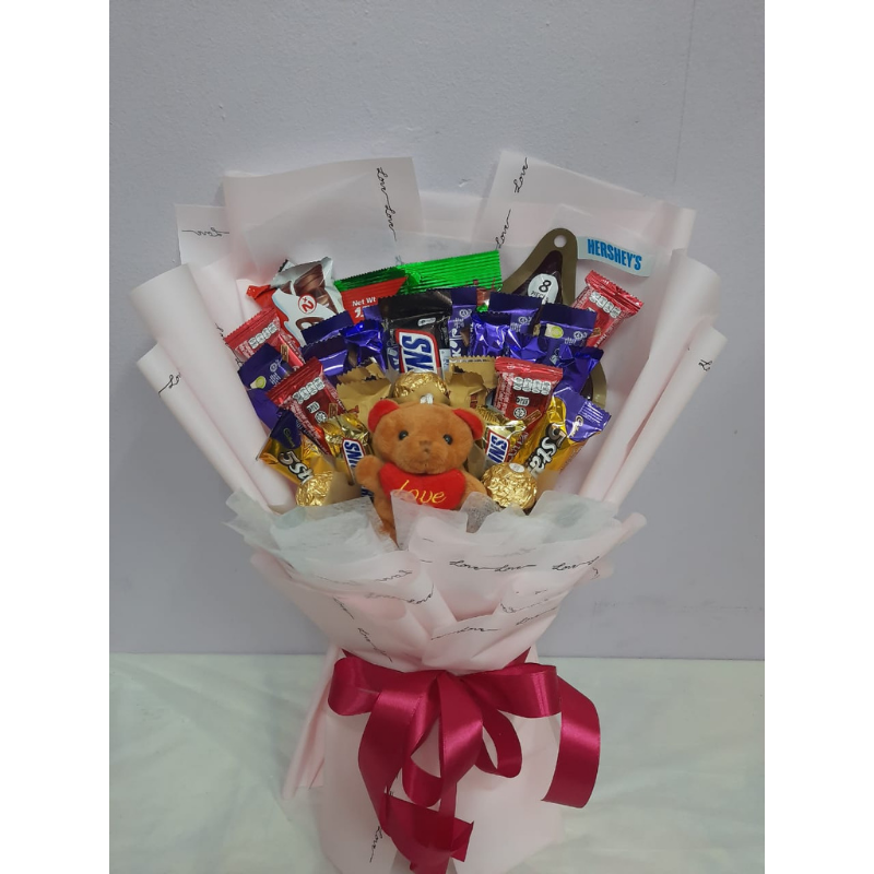 Mix Chocolate Bouquet With Bear (Klang Valley Delivery) | Giftr ...