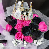 Black Pink Artificial Roses Soap Flower Princess Bouquet (Klang Valley Delivery)