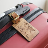 Personalized Real Leather Strap Wooden Luggage Tag (Nationwide Delivery)