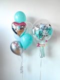 Personalized Bubble Balloon Sets | Aquamarine & Silver