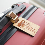 Personalized Real Leather Strap Wooden Luggage Tag (Nationwide Delivery)