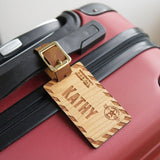 Personalized Real Leather Strap Wooden Luggage Tag (Nationwide Delivery)