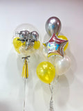 Personalized Bubble Balloon Sets | Yellow Silver