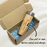 Personalized Engraved Bamboo Wooden Thermos Flask (Nationwide Delivery)