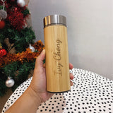 Personalized Engraved Bamboo Wooden Thermos Flask (Nationwide Delivery)