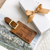 Personalized Real Leather Strap Wooden Luggage Tag (Nationwide Delivery)