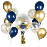Ultimate Chrome Gold & Navy Helium Balloon Bouquet (Klang Valley Delivery Only)