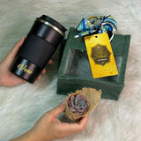 Hari Raya 2024 / Mother's Day 2024: “Meriah” Personalised Travel Mug Tumbler with Mini Jute Bag Bamboo Handles & Twilly (Klang Valley Delivery)