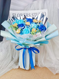 Blue Soap Rose Artificial With Ferrero Rocher Bouquet (Klang Valley Delivery)