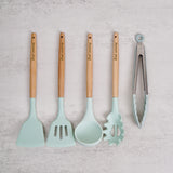 Personalised Silicone Tiffany Green Cooking Utensils 5 in 1 (Nationwide Delivery)