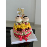 2-Tier 2 Dolls Prosperity Handmade Birthday Cake (Penang Delivery Only)