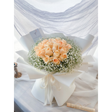 Champagne Rose Mix Baby Breath Flower Bouquet (Penang Delivery Only)