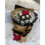 3 Stalks Rose With Ferrero Rocher Flower Bouquet (Klang Valley Delivery)