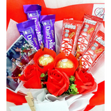 Red Soap Rose Flower With Cadbury Kitkat Chocolate Bouquet (Klang Valley Delivery)