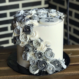 Silver Flowers Cake (Negeri Sembilan Delivery)