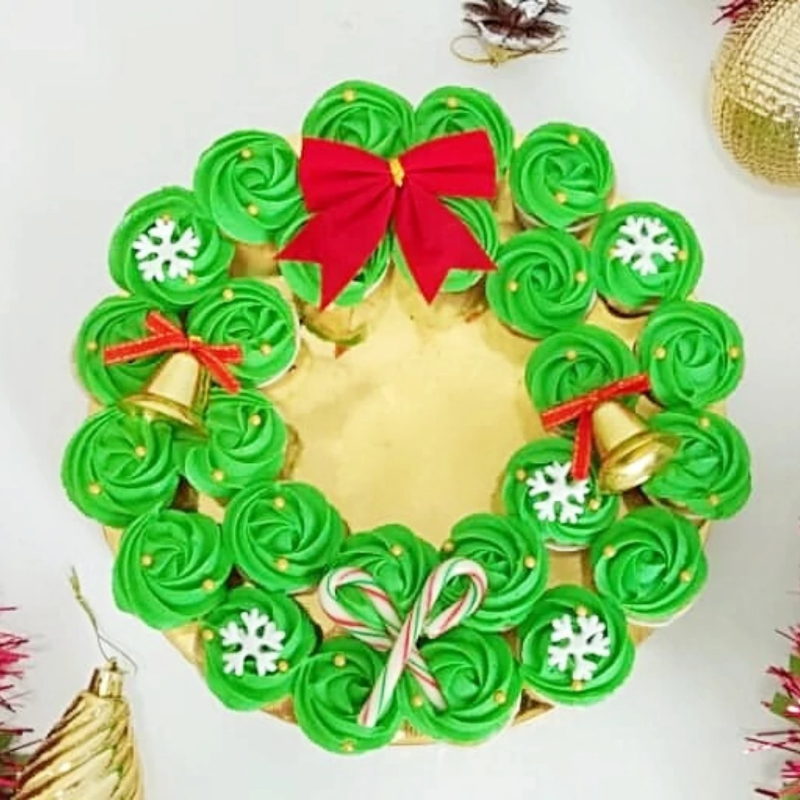 Wreath Christmas Cupcakes 2019