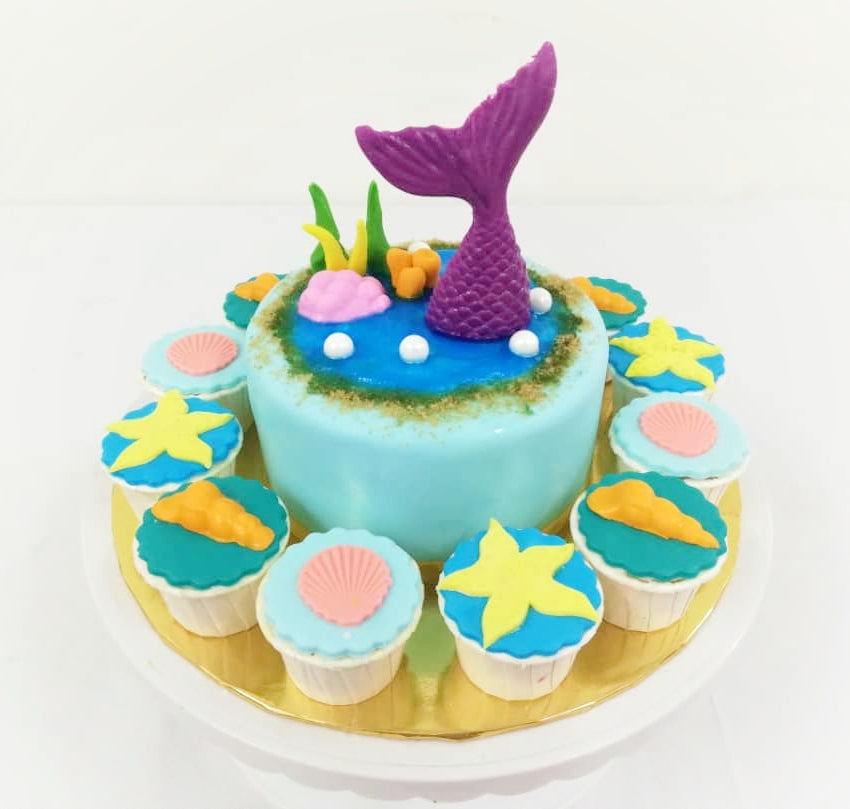 Mermaid Theme Cake and Cupcakes