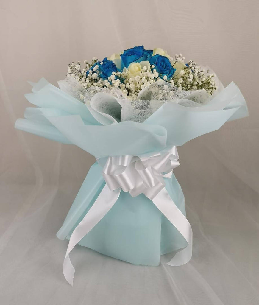 Blue & White Roses Bouquet