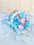 Pink & Blue Soap Rose Bouquet (Klang Valley Delivery)