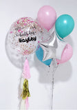 Rose Gold & Assorted Pink Confetti 24" Bubble Balloon Bouquet