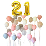 Pastel-Matte Balloon Backdrop + 40 Inch Gold Foil Numbers