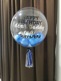Single 24" Bubble With Mini Balloons in Blue & Silver