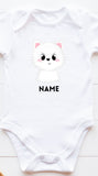 Personalised Romper / Kids Tee - White Kitty (Nationwide Delivery)