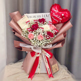 9 Fresh Roses Bouquet, Kit Kats & Foil Balloon (Ipoh Delivery Only)