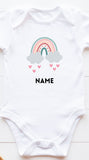 Personalised Romper / Kids Tee - Rainbow Hearts (Nationwide Delivery)