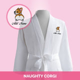 Personalised Premium Bathrobe: Naughty Corgi (Nationwide Delivery)