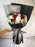 Mixed Red and White Roses Bouquet