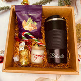 "Keep Warm" Personalised Travel Mug Tumbler with Candy Cane and Chocolates Gift Box Set (Klang Valley Delivery)