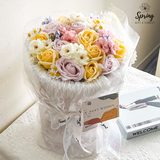 Mother's Day - White-Pink Mix Rose Artificial Soap Flower Bouquet (Klang Valley Delivery Only)