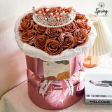 Pink Large Rose With Crown Rose Artificial Soap Flower Bouquet (Klang Valley Delivery Only)