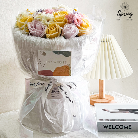 White Mix Rose Artificial Soap Flower Bouquet (Klang Valley Delivery Only)
