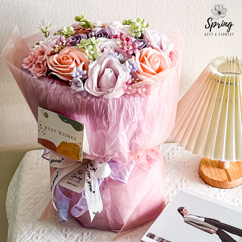 Purple Mix Rose Artificial Soap Flower Bouquet (Klang Valley Delivery Only)