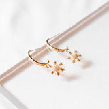 Snowflake Bedazzling Christmas Handmade Gold Earring - Christmas 2024