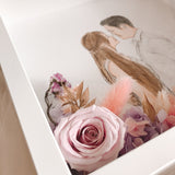 Preserved Flower Art Portrait (Watercolour Illustration) | West Malaysia Delivery Only