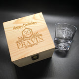 Personalised Name Engraved Mount Fuji Whisky Glass with wooden Gift Box (Nationwide Delivery)