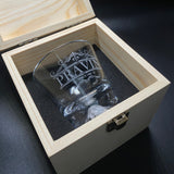 Personalised Name Engraved Mount Fuji Whisky Glass with wooden Gift Box (Nationwide Delivery)