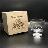 Personalised Name Engraved Mount Fuji Whisky Glass with wooden Gift Box (Nationwide Delivery)