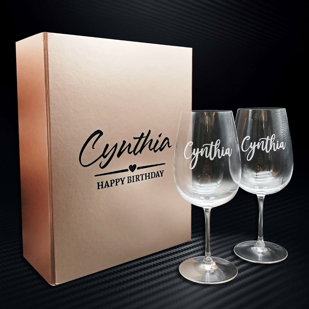 Personalised Name Engraved Wine Glass with Gift Box Set (Nationwide De