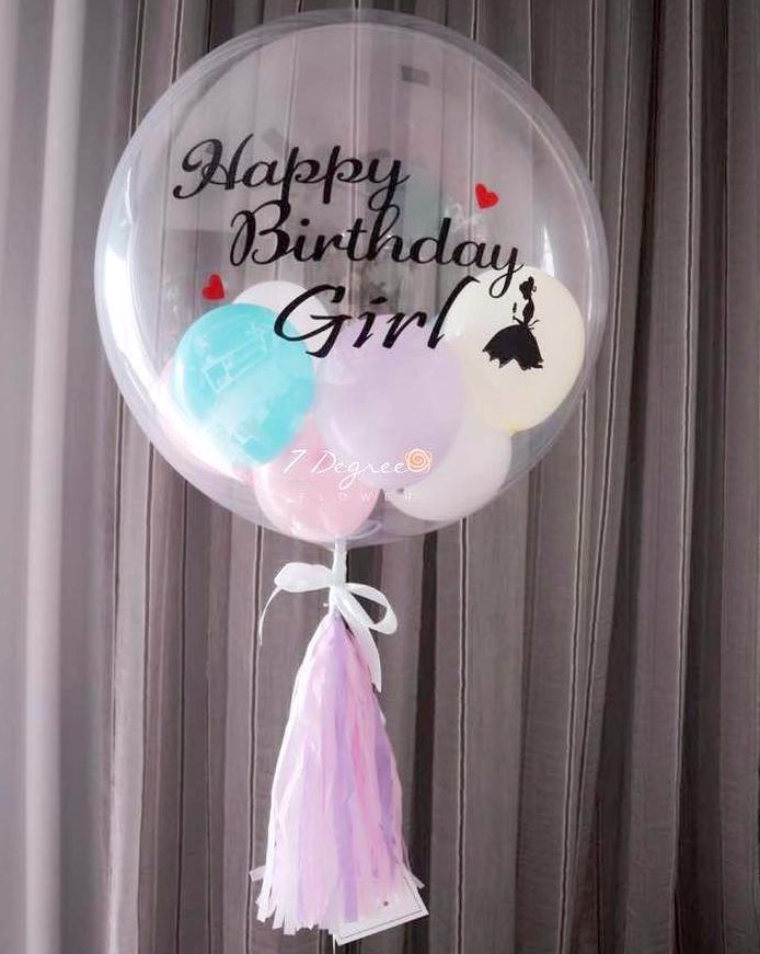 "Happy Birthday" Single Pastel Bubble Balloon