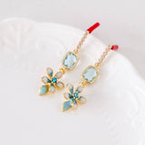 Little Blue Flower Gold Earring Chinese New Year 2024