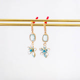 Little Blue Flower Gold Earring Chinese New Year 2024