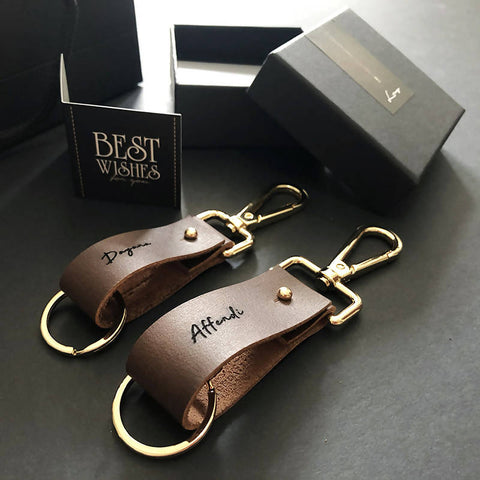 Leather Stylish Couple Keychain Set