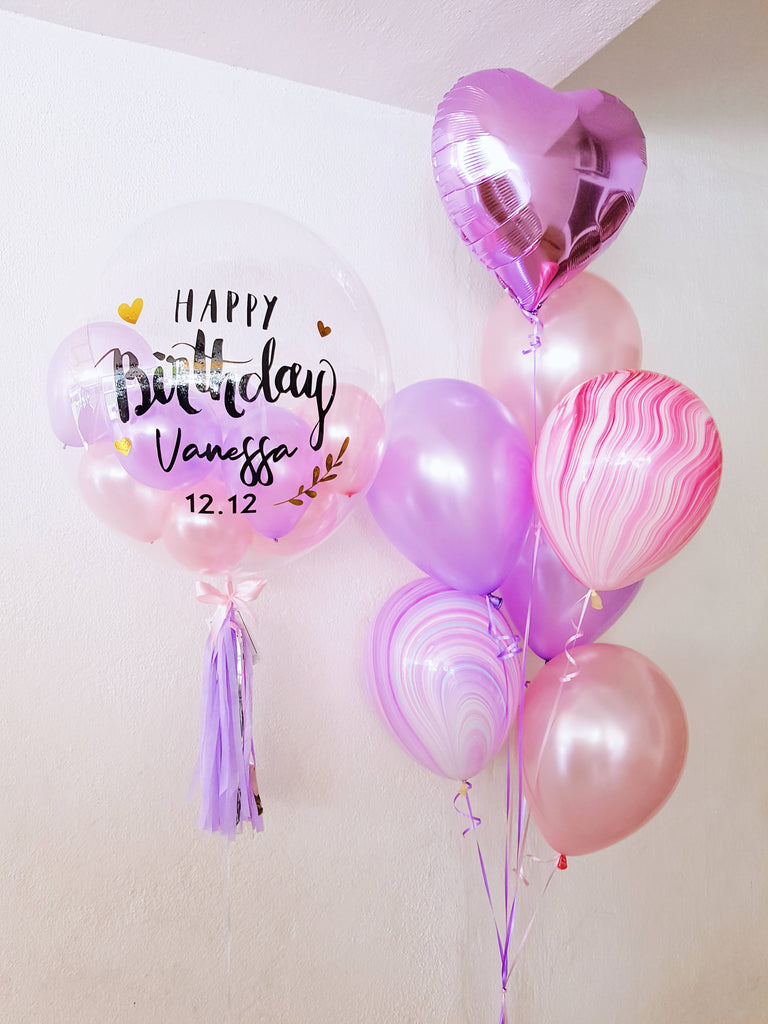24" Customised Bubble Balloon Package (Premium) Pink+Purple Series